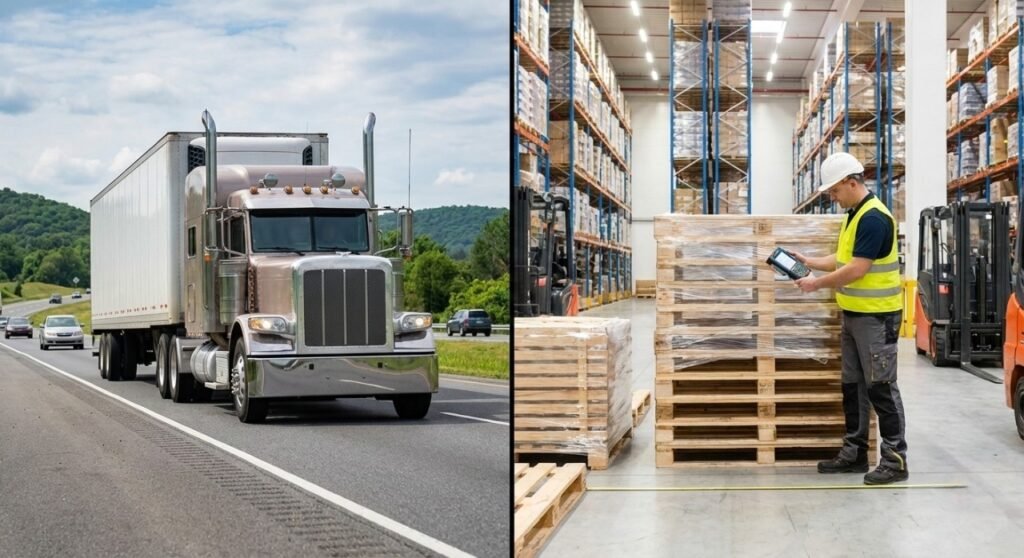 Measuring pallet dimensions to calculate freight class density for LTL trucking